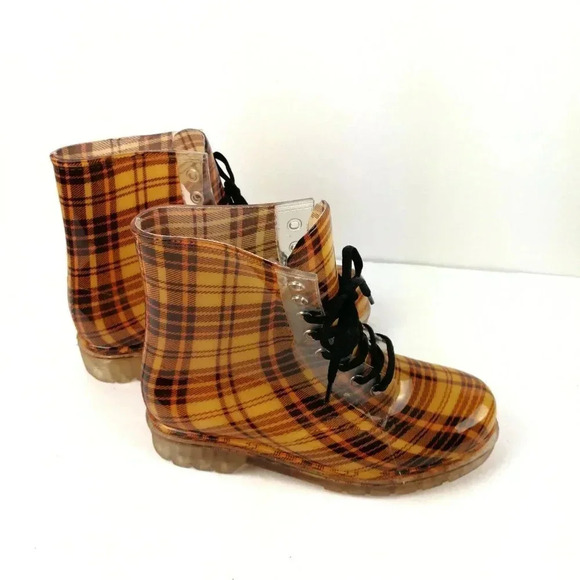 Henry Ferrera Womans Rain Rubber Boots Tartan Sz 10 Womans New York 💙 - Picture 3 of 7